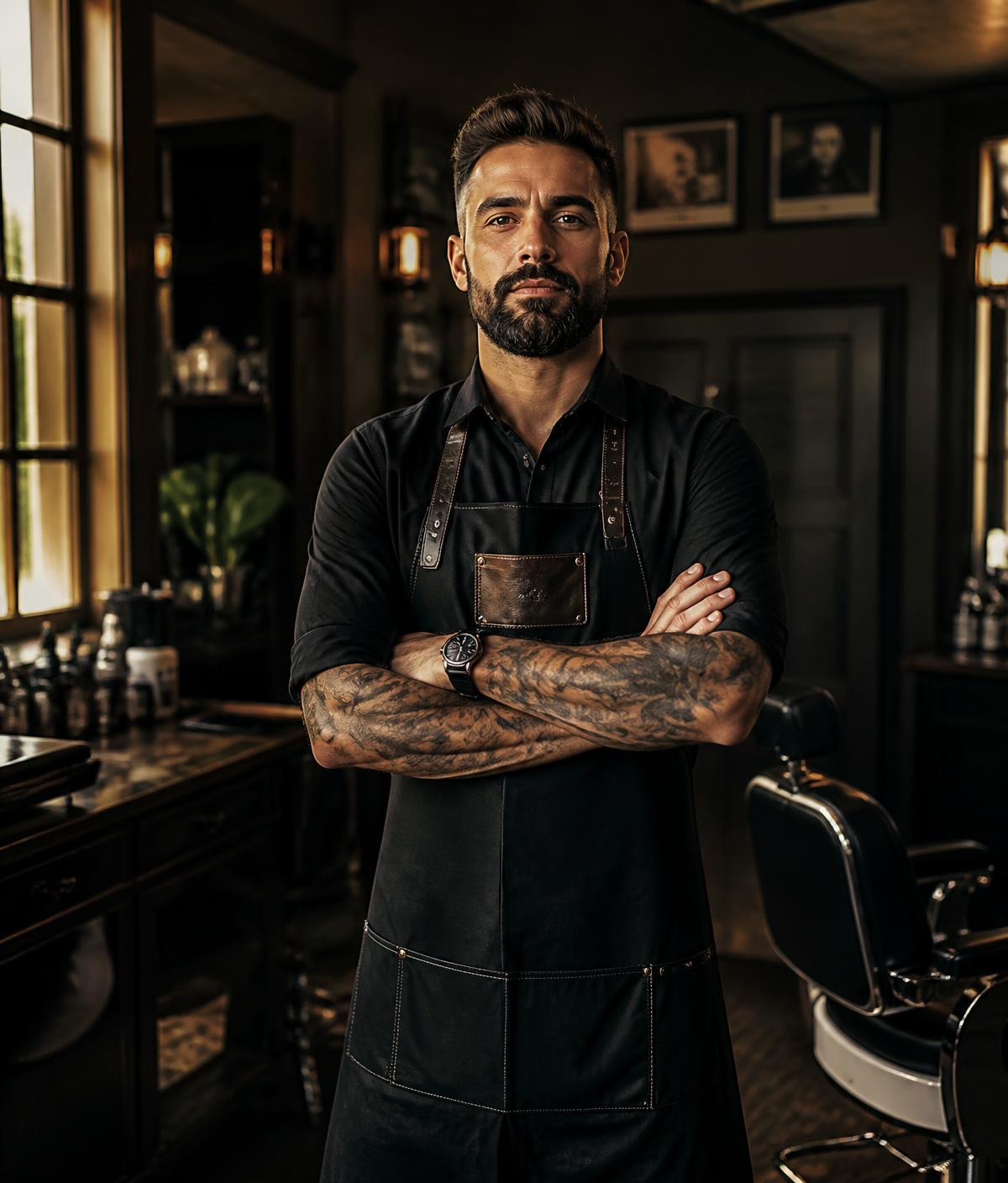 Portrait of the barber coach in his shop